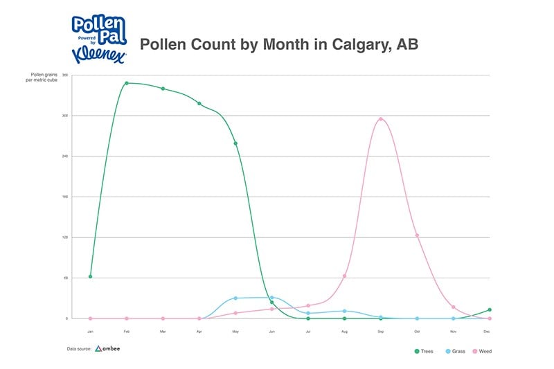 Pollen Count by Month Calgary