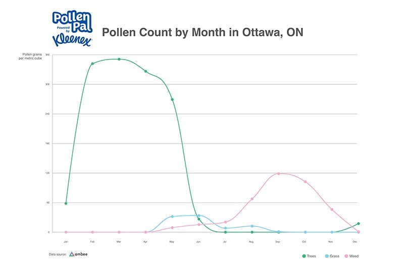 Pollen Count by Month Ottawa